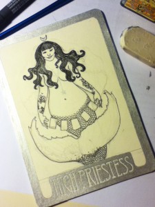 mermaid tarot cards high priestess in progress